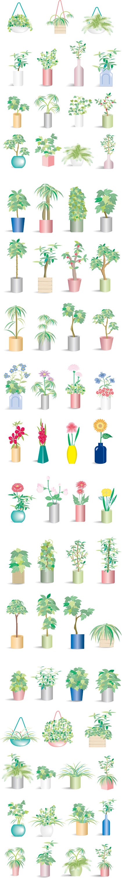 66 Potted Plants Vector-all