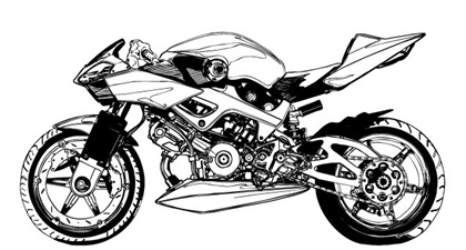 Black and white Motorcycle vector