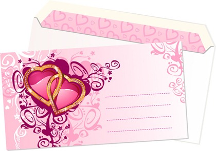 Pink heart-shaped pattern envelope vector material