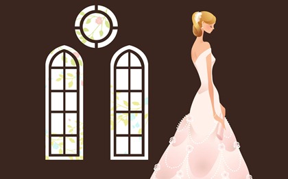 Vector-style wedding bride wallpaper (11)