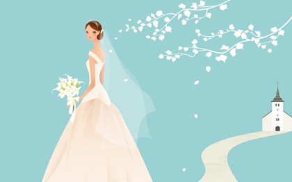 Vector-style wedding bride wallpaper (12)