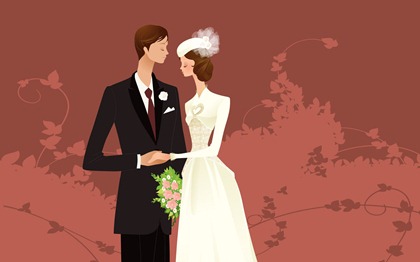 Vector-style wedding bride wallpaper (13)