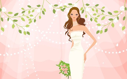 Vector-style wedding bride wallpaper (14)