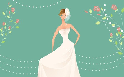 Vector-style wedding bride wallpaper (15)