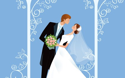 Vector-style wedding bride wallpaper (16)