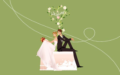 Vector-style wedding bride wallpaper (17)