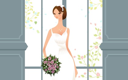 Vector-style wedding bride wallpaper (2)