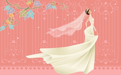 Vector-style wedding bride wallpaper (20)