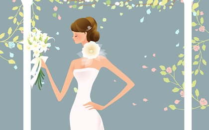 Vector-style wedding bride wallpaper (21)