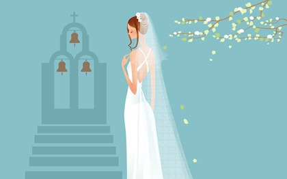 Vector-style wedding bride wallpaper (22)