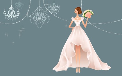 Vector-style wedding bride wallpaper (23)