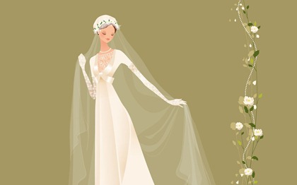 Vector-style wedding bride wallpaper (24)