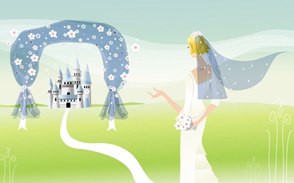 Vector-style wedding bride wallpaper (25)