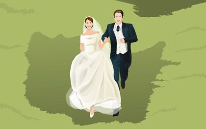 Vector-style wedding bride wallpaper (26)