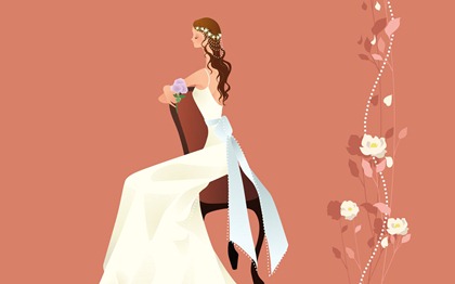 Vector-style wedding bride wallpaper (29)