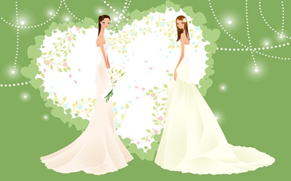 Vector-style wedding bride wallpaper (3)