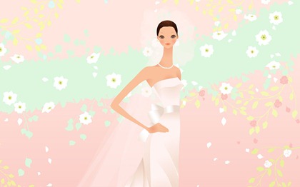 Vector-style wedding bride wallpaper (32)