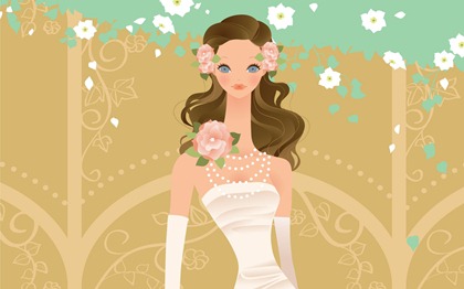 Vector-style wedding bride wallpaper (34)