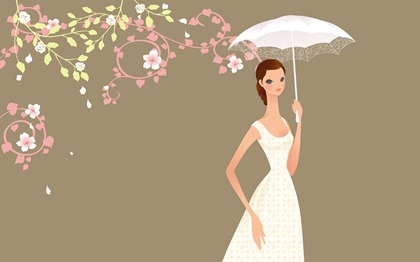 Vector-style wedding bride wallpaper (35)