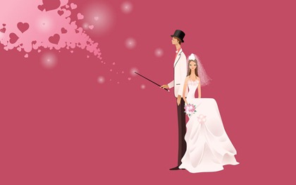 Vector-style wedding bride wallpaper (36)