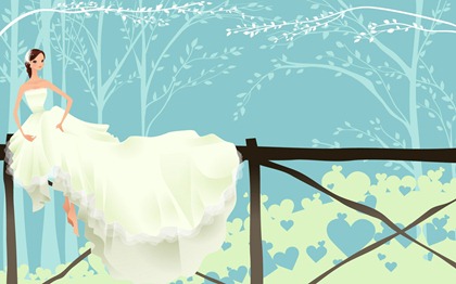 Vector-style wedding bride wallpaper (37)