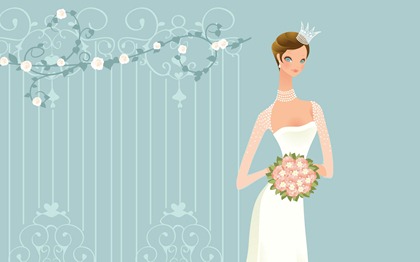 Vector-style wedding bride wallpaper (38)