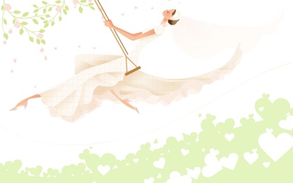 Vector-style wedding bride wallpaper (4)