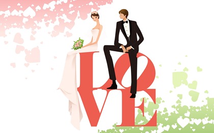 Vector-style wedding bride wallpaper (5)