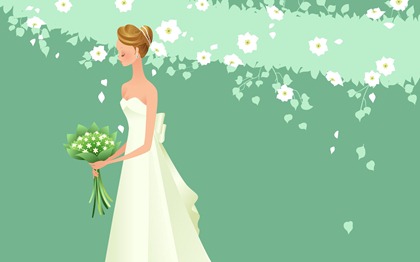 Vector-style wedding bride wallpaper (7)