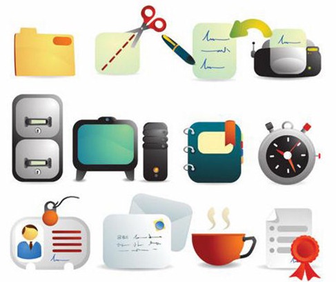 Cute Office Supplies Vector Icons