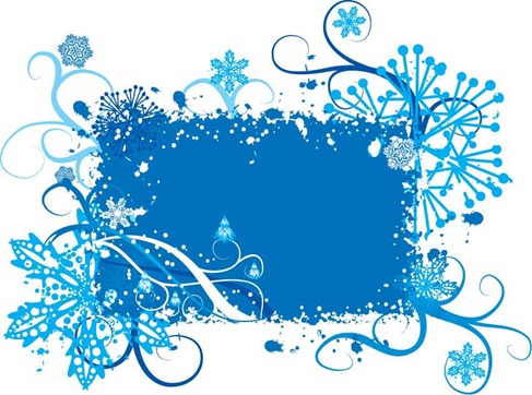 Blue Snowflake and Floral Background Vector Graphic Preview