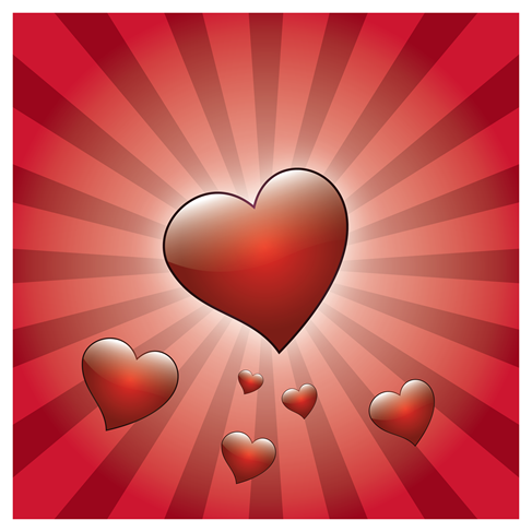 Free Valentine Heart with Rays Vector (1)