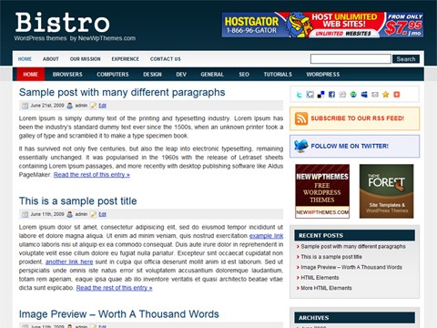 Free WordPress Theme - Bistro Preview