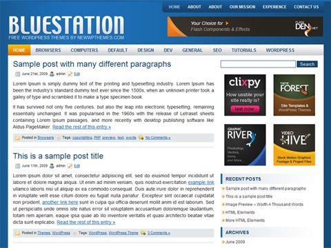 Free WordPress Theme - Blue Station Preview