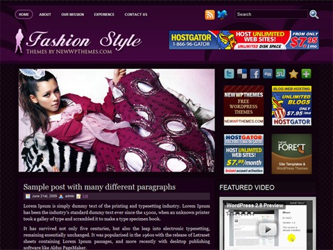 Free WordPress Theme - Fashion Style Preview