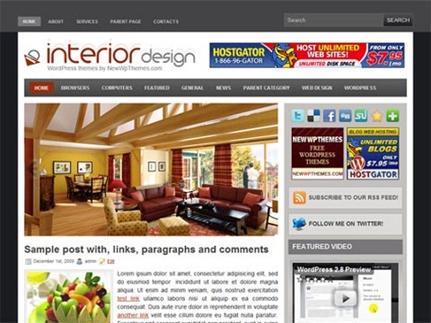 Free WordPress Theme – Interior Design Preview