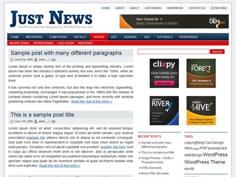 Free WordPress Theme - Just News Preview