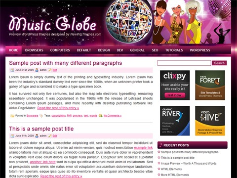 Free WordPress Theme - Music Globe Preview