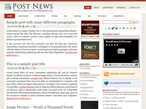 Free WordPress Theme - Post News Preview