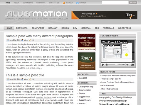 Free WordPress Theme - Silver Motion Preview