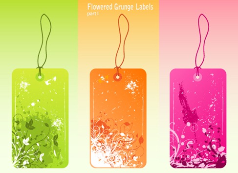 Free Vector Flowered Grunge Labels Preview 1