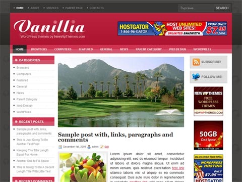 Free WordPress Theme - Vanillia Preview