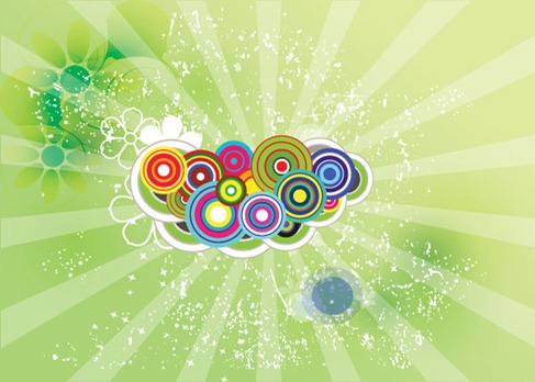 Green Swirly Flowers Vector Preview