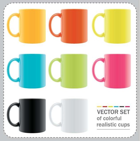 Vector Set of Colorful Realistic Cups Preview