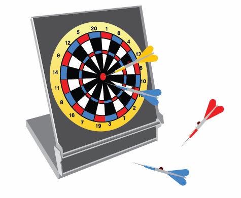 Vector Dartboard with Darts