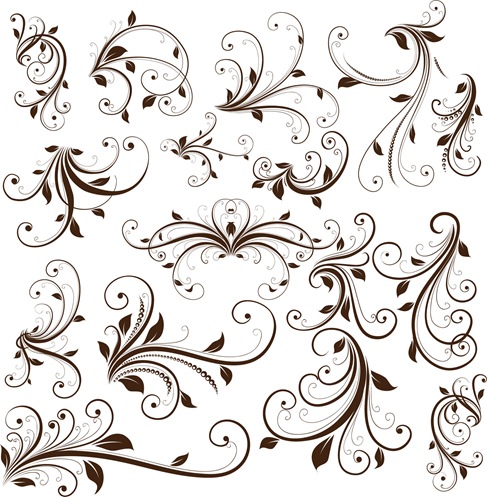 Swirl Floral Decorative Element Vector Graphic