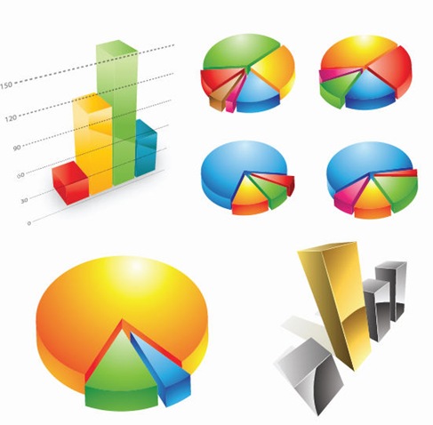 Three-dimensional Charts Vector Graphic