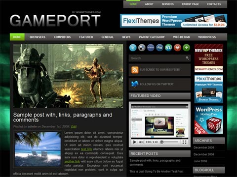 Free WordPress Theme - Gameport Preview