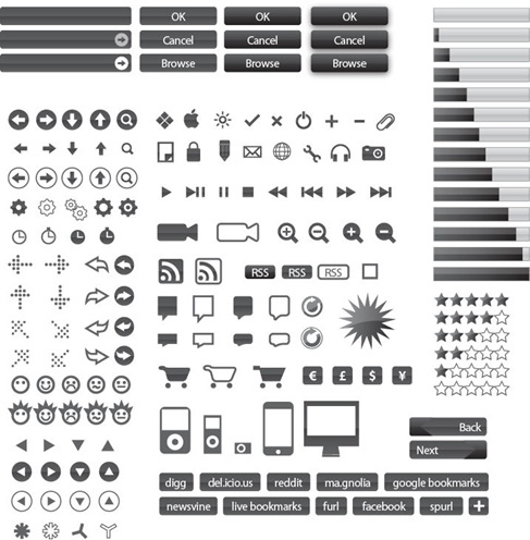 Small Vector Icons and Buttons for Web Design