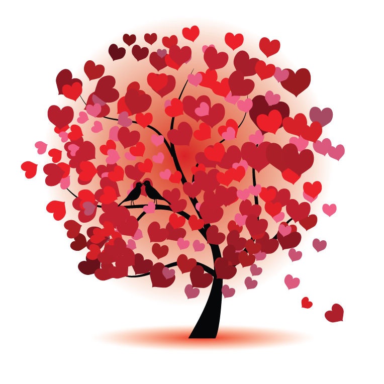 Two enamored under a love tree Royalty Free Vector Image